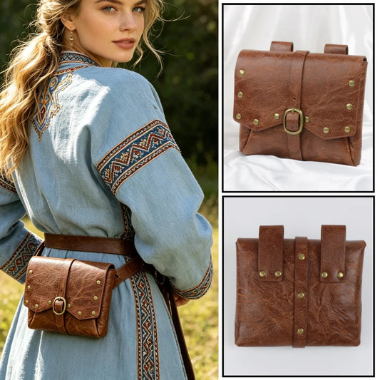 Steampunk Vintage Leather Pouch Bag Buckle Belt Medieval Renaissance Peaceful Pleasures Health and Wellness