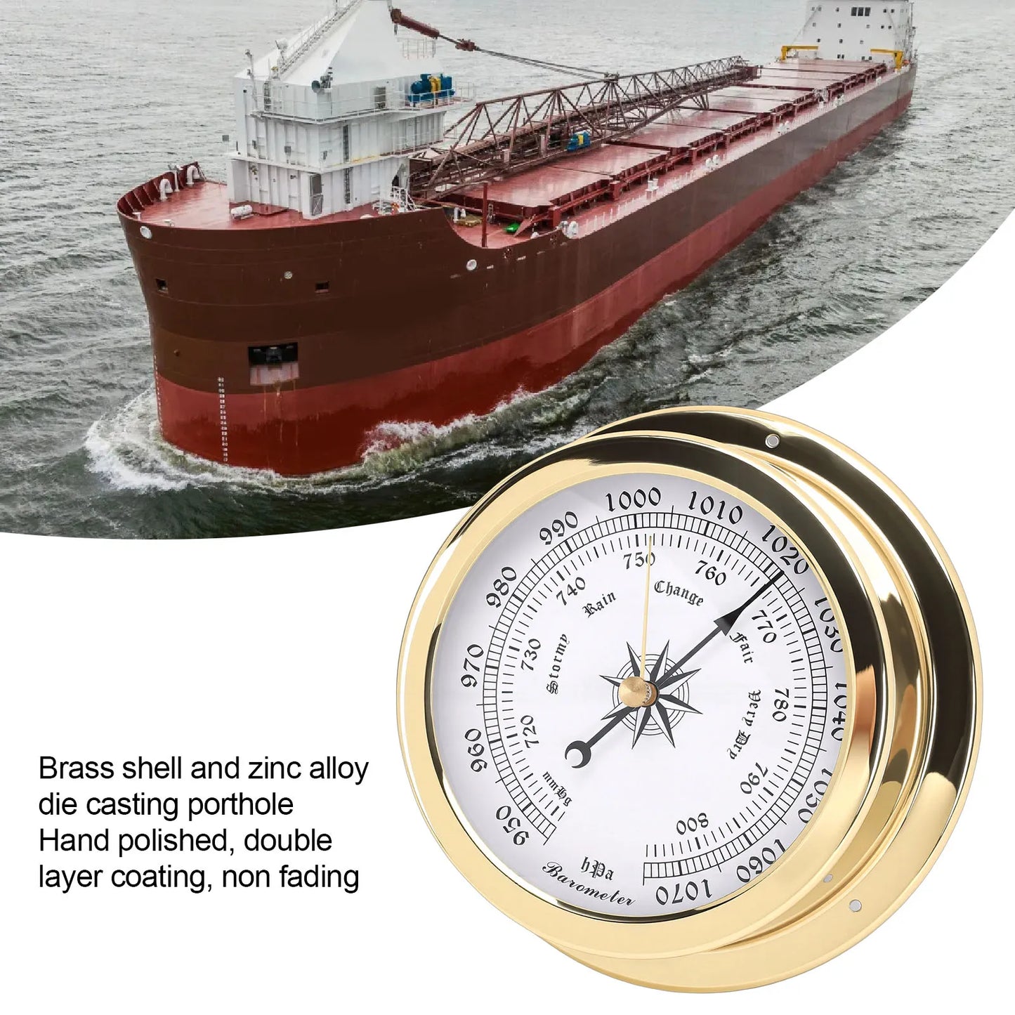 4.7" Brass Marine Barometer | Yacht & Boat Air Pressure Gauge