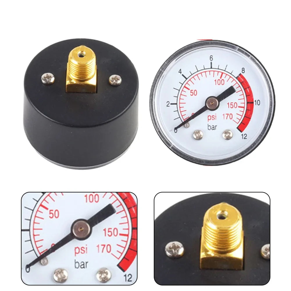Air Compressor Pressure Gauge 0–170 PSI / 0–12 Bar Dial