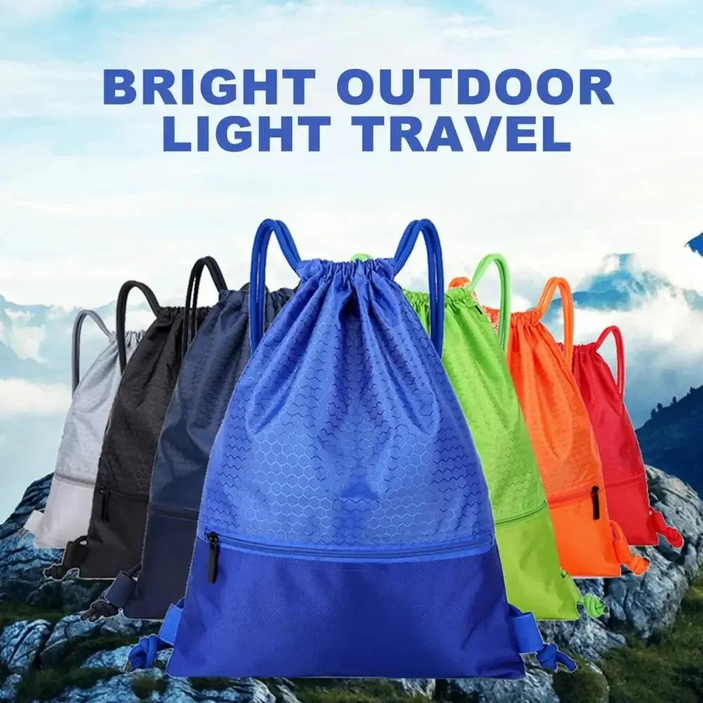 Large Drawstring Backpack – Lightweight Nylon Gym & Sports Bag