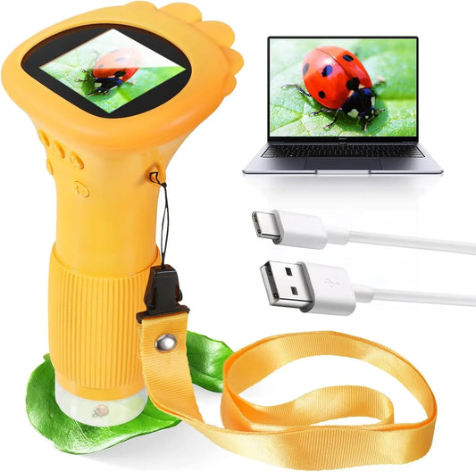 Kids Microscope 1000x Magnifier Microscope 200 Megapixels With LED Photo Video Function Educational Toys Science For Children Peaceful Pleasures Health and Wellness