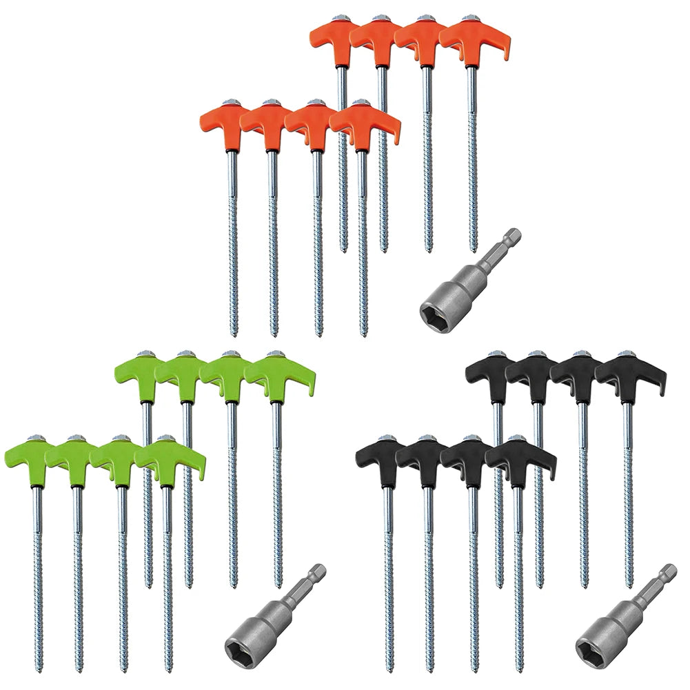 8Pcs Screw In Tent Stakes with Hex Socket Stakes Ground Anchors Camping Stakes Tent Ground Nail Screw in Camping Tent Pegs Peaceful Pleasures Health and Wellness