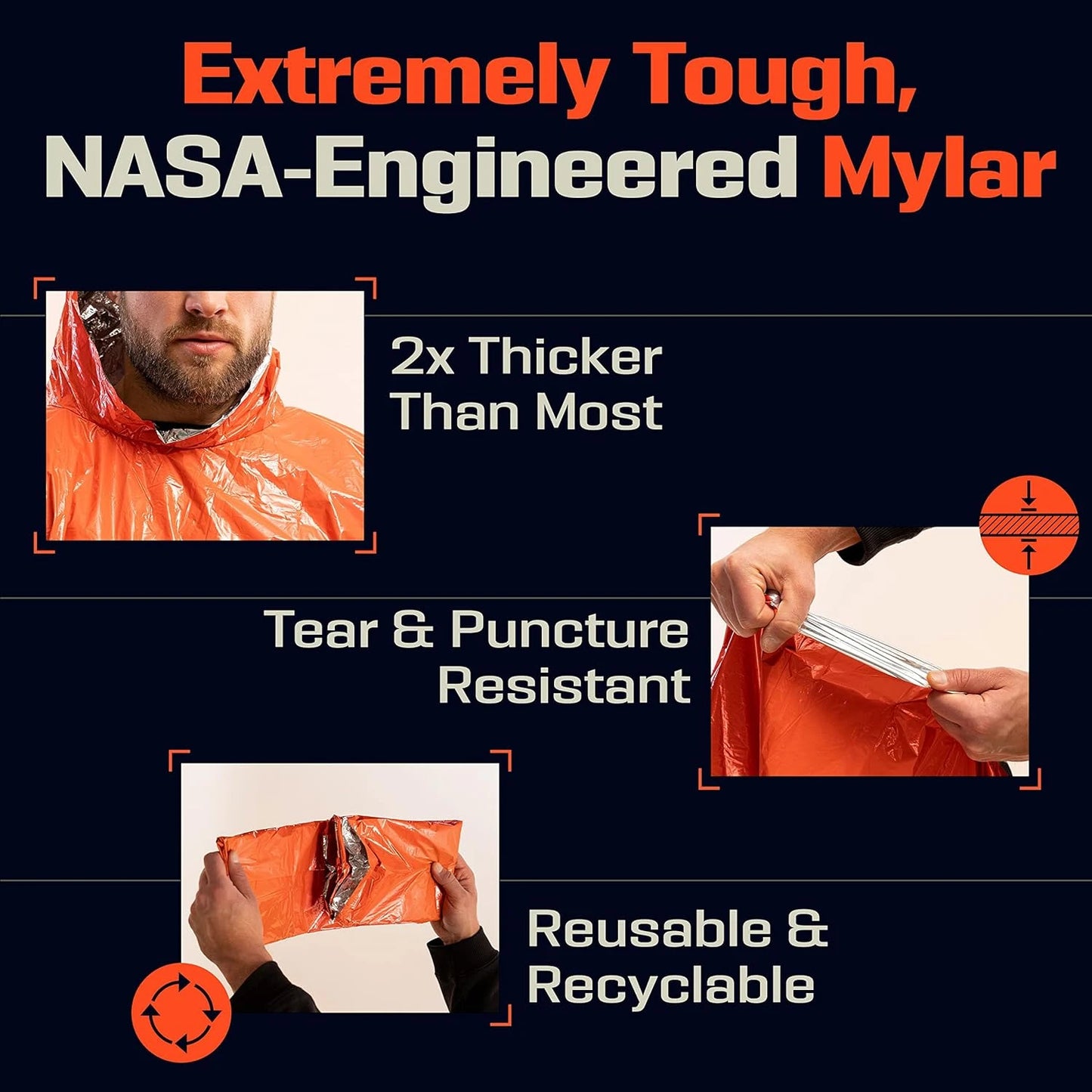 Emergency Rain Poncho Thermal Blanket Poncho Weather Proof Outdoor Survival Camping Gear Survival Gadgets Peaceful Pleasures Health and Wellness