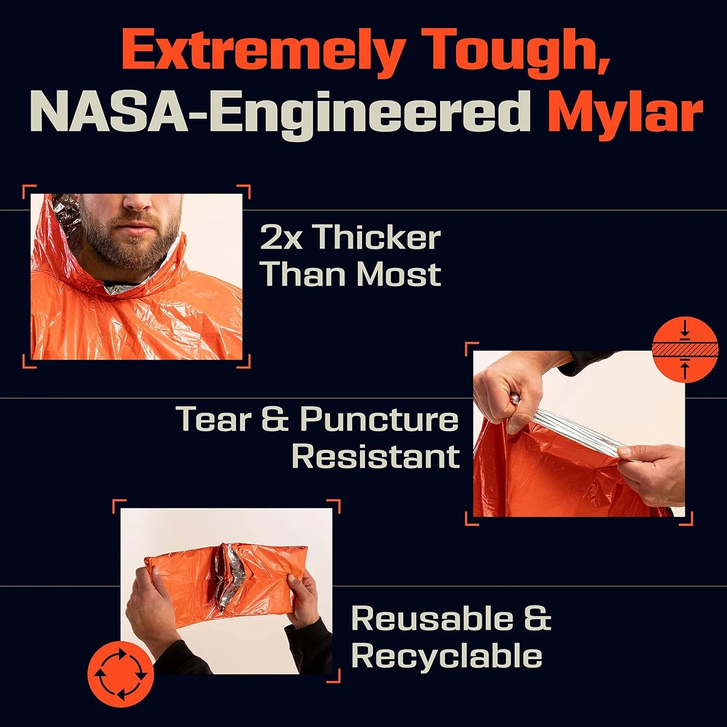 Emergency Rain Poncho Thermal Blanket Poncho Weather Proof Outdoor Survival Camping Gear Survival Gadgets Peaceful Pleasures Health and Wellness