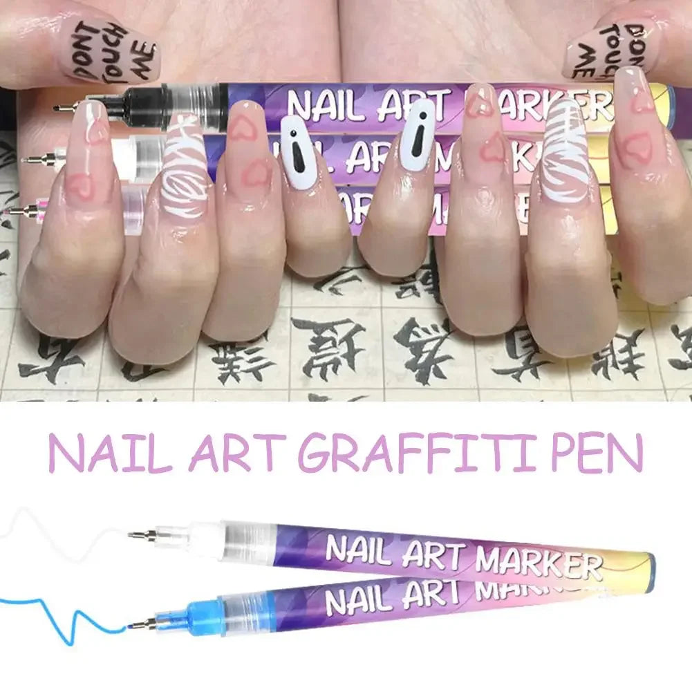 12-Color Nail Art Pen Set – Graffiti Dotting & Liner Pens Nail Art Tools Peaceful Pleasures Health and Wellness
