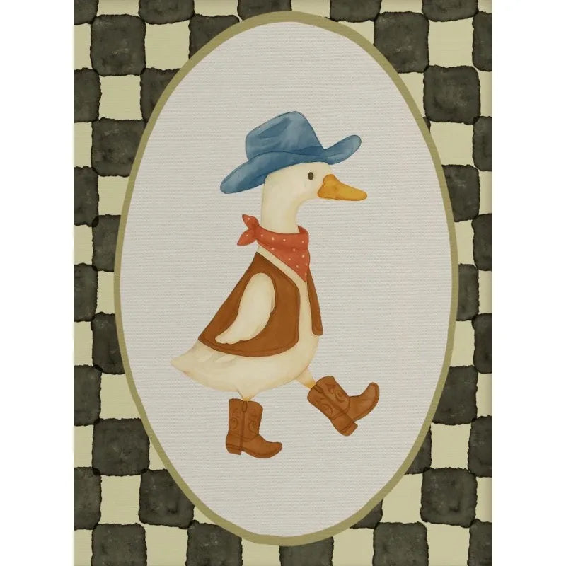 Vintage Cowboy Silly Goose Western Duck Frog Animals Cartoon Poster Canvas Painting Wall Art Pictures Home Bedroom Decor Peaceful Pleasures Health and Wellness 1 20x30cm Unframed