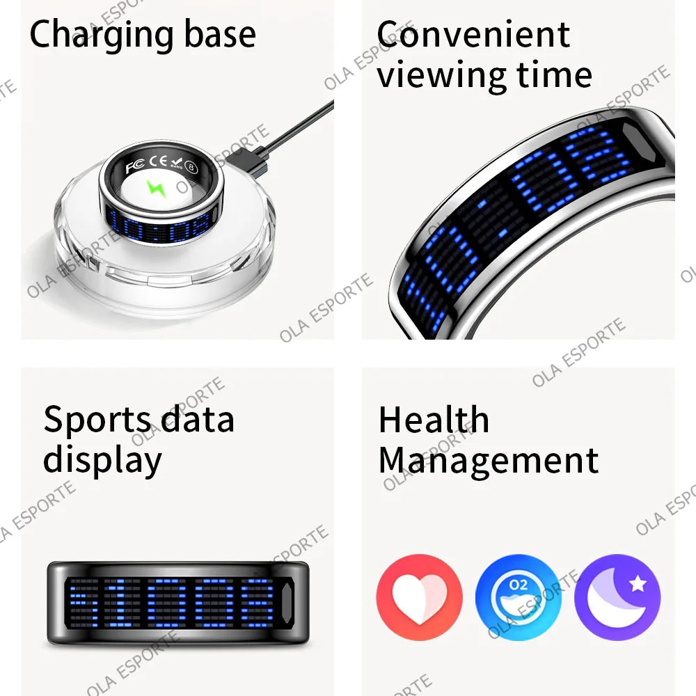 New Smart Ring 2025 Display Screen Gestures Control Video 5ATM Waterproof Remote Camera Blood Oxygen Monitor Multi Sports Mode Peaceful Pleasures Health and Wellness