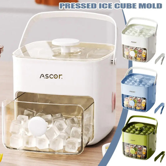 Double Layer Square Ice Cube Tray Set with Storage Box & Tongs Ice Cube Tray Set Oasis Select