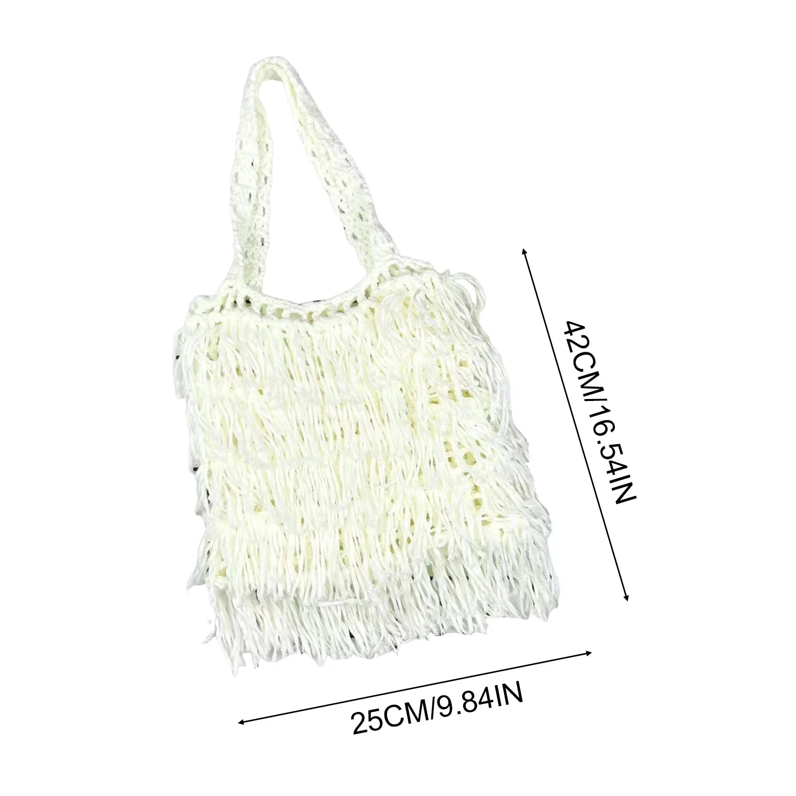 Women's Ethnic Style Woven Shoulder Bag Solid Color Fringe Design Casual Handbag with Adjustable Strap for Daily Use Peaceful Pleasures Health and Wellness