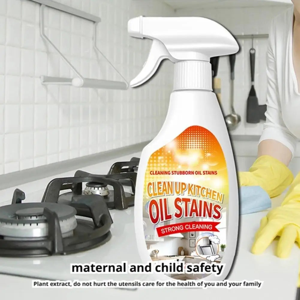 Kitchen Stain Oil Remover Strong Fast-Acting Cleaning Stubborn Oil Stains Spray 240ml Stove Range Hood Clean Kitchen Utensils Peaceful Pleasures Health and Wellness