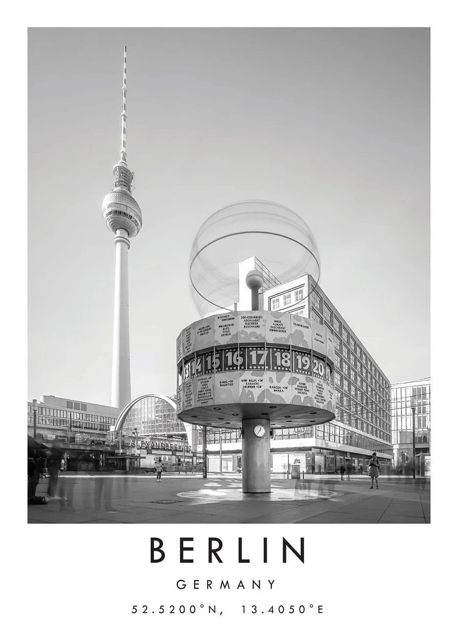 Black & White Cities Canvas Wall Art | Rome Florence Berlin Print