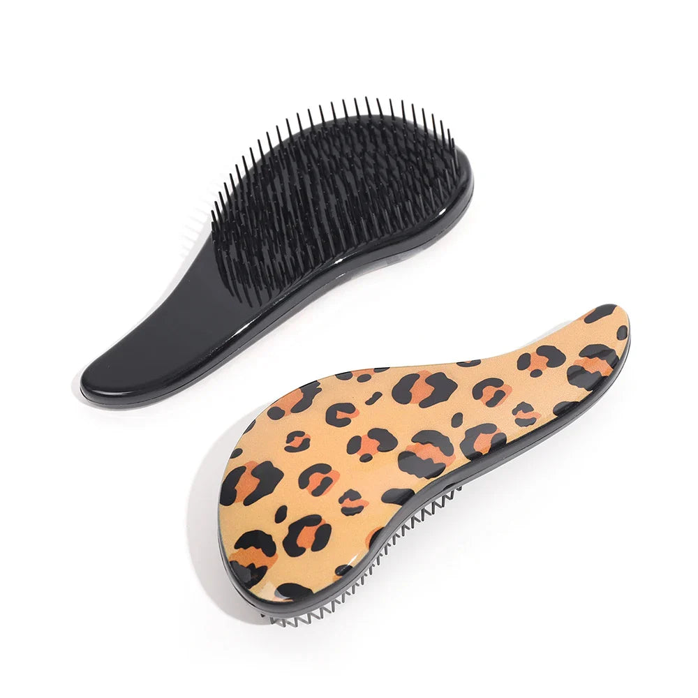 Leopard Print Air Cushion Detangling Hair Comb & Massager