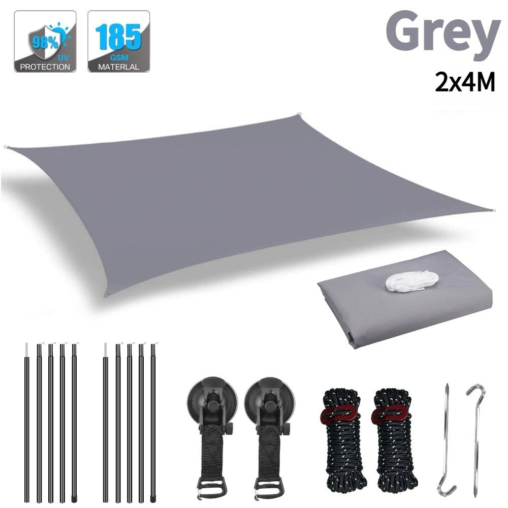 Rtractable Vehicle Awnings Waterproof UV-Resistant Sun Canopy 2x3M 2x4M Campervan Shelter for Car SUV Vans Outdoor Camping Tents Peaceful Pleasures Health and Wellness Grey 2x4M