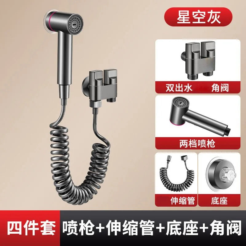 Handheld Bidet Toilet Sprayer Set with Dual Outlet Angle Valve