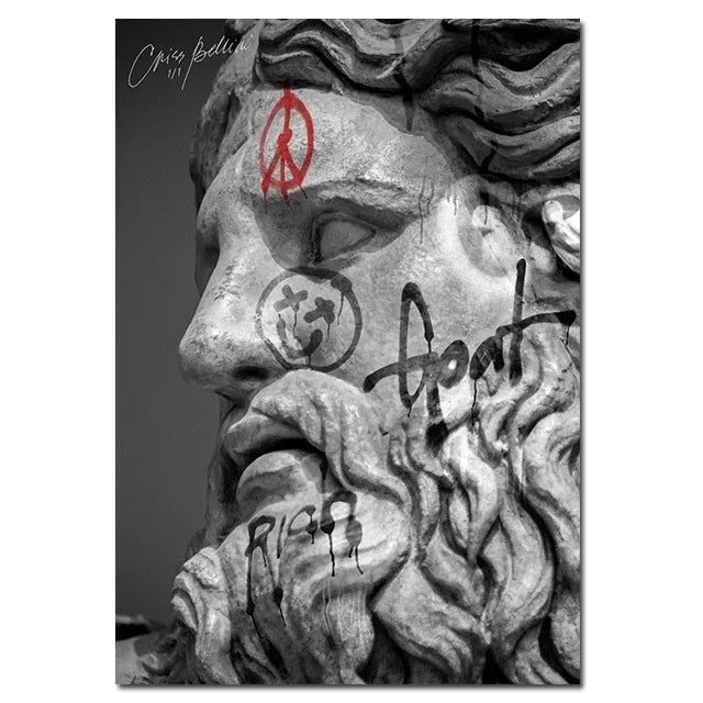 Statue of David Graffiti Art Canvas Print | Street Wall Art