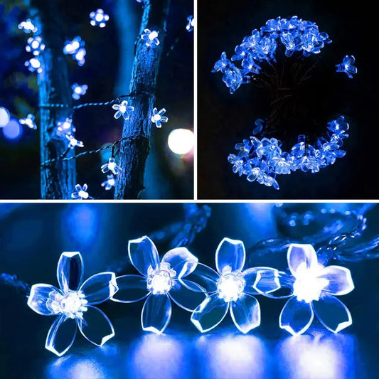 Solar Cherry Flower String Lights 20m – IP65 Waterproof Garden
