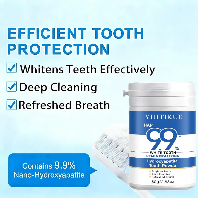 Yuitikue 99% HAP Hydroxyapatite Tooth Powder, Remineralizing Teeth Whitening Powder for Deep Cleaning & Fresh Breath, 80g Peaceful Pleasures Health and Wellness