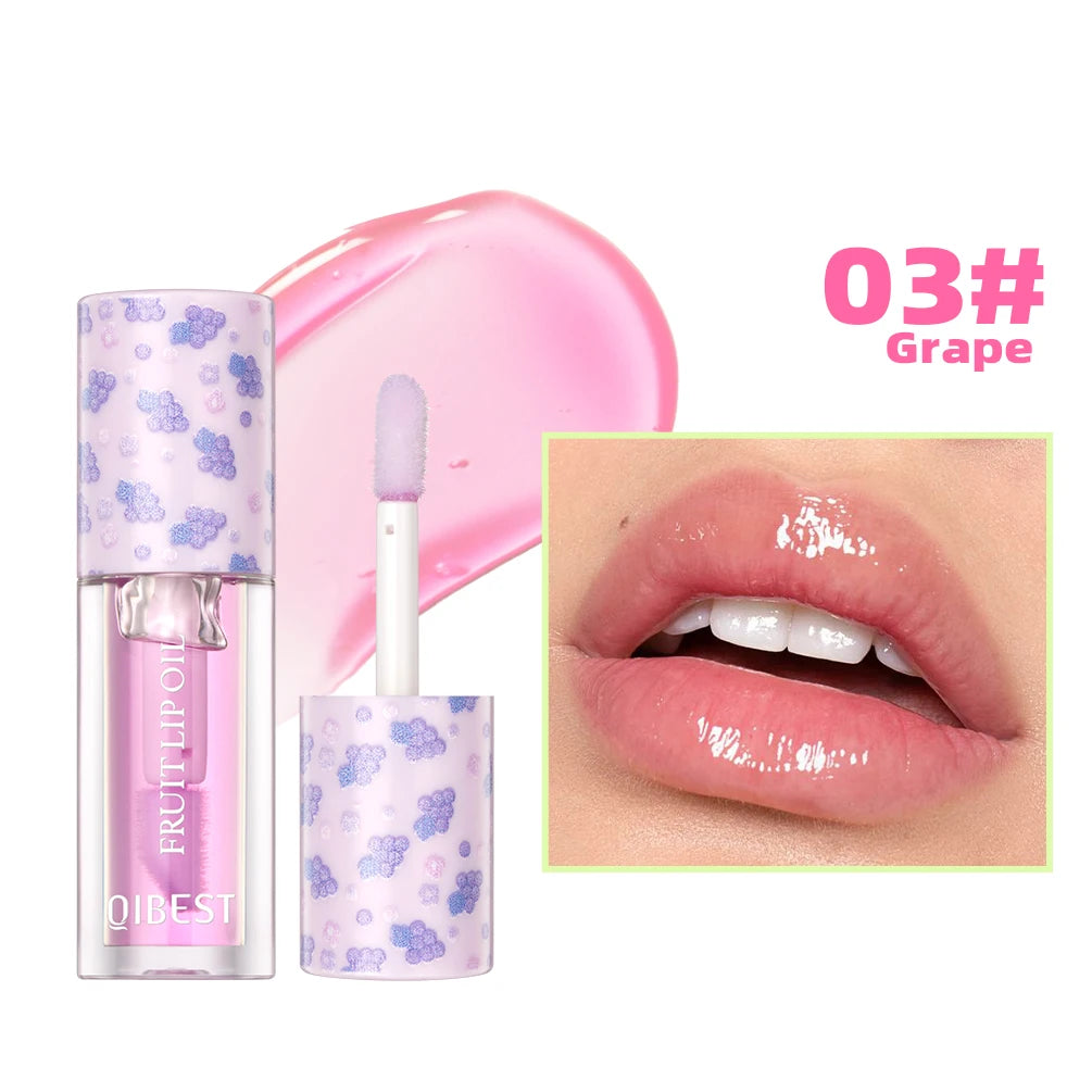 QIBEST Fruit Lip Balm Oil Plumping Lip Gloss Moisturizing Makeup Primer Sexy Plump Lip Glow Oil Lip Plumper Care Lips Cosmetics Peaceful Pleasures Health and Wellness 03 Grape