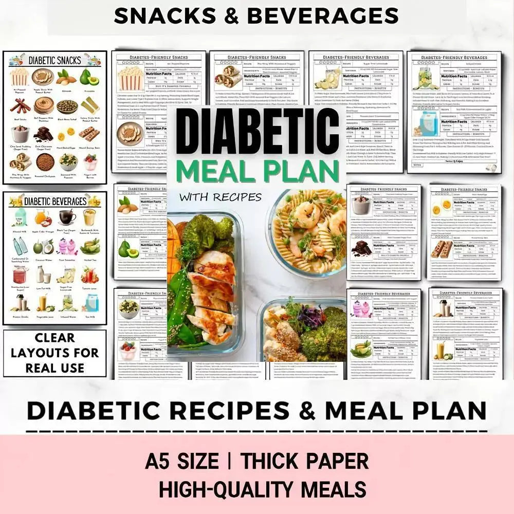 Professional Meal Planner Recipes Book 7-Day Diet Plan Blood Sugar