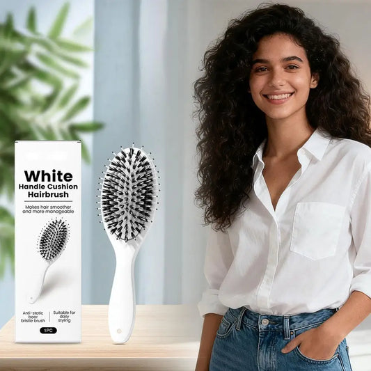 Boar Bristle Hair Brush – Cushion Base Scalp Massager & Detangler Boar Bristle Hair Brush Peaceful Pleasures Health and Wellness