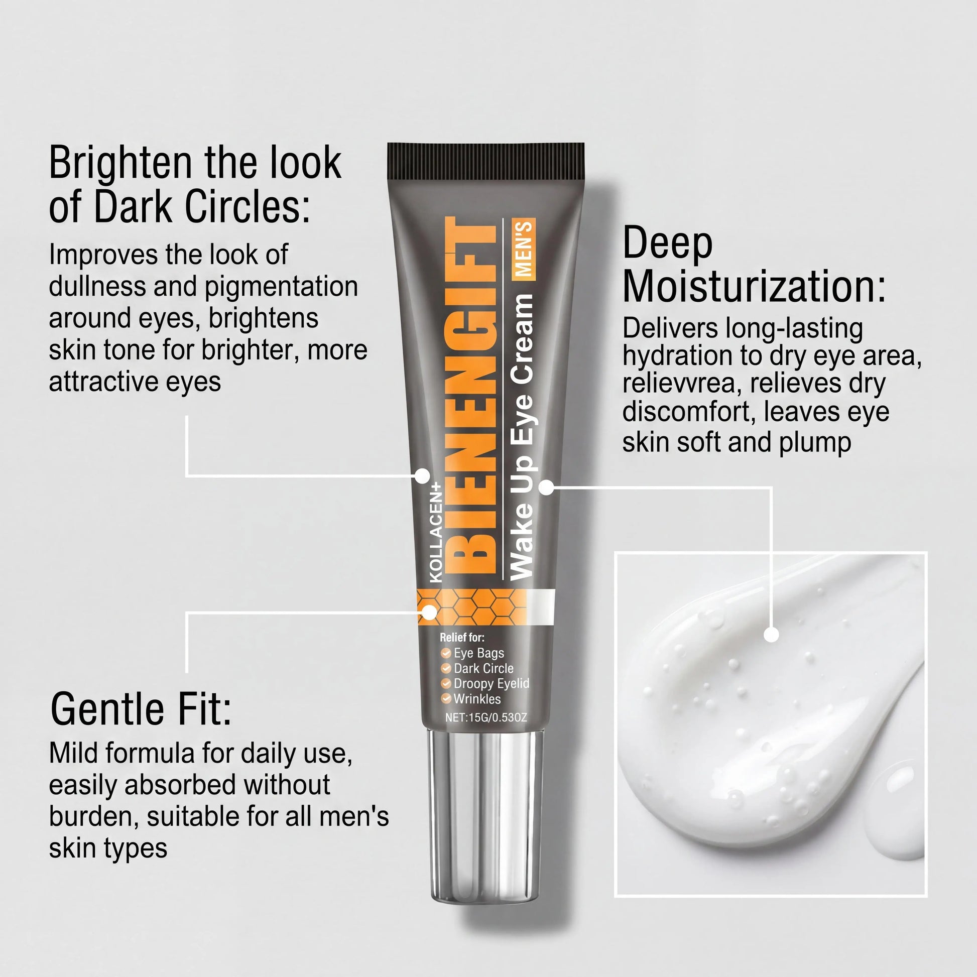 Bee Venom Eye Cream For Wake Up Eye Skin Reduces Eye Bag Dark Circles Efficient Firm Eye Contour Hydrating Nourish Eye Cream Gel Peaceful Pleasures Health and Wellness