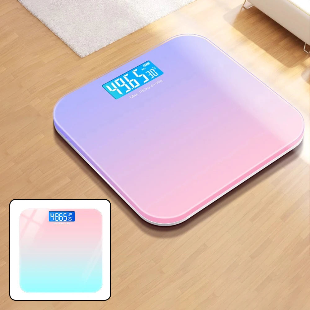 Digital Body Weight Scale, Gradient Color Rechargeable & Battery-Powered, Home Adult Digital Weight Scale with High Sensitivity, Peaceful Pleasures Health and Wellness LCD battery version