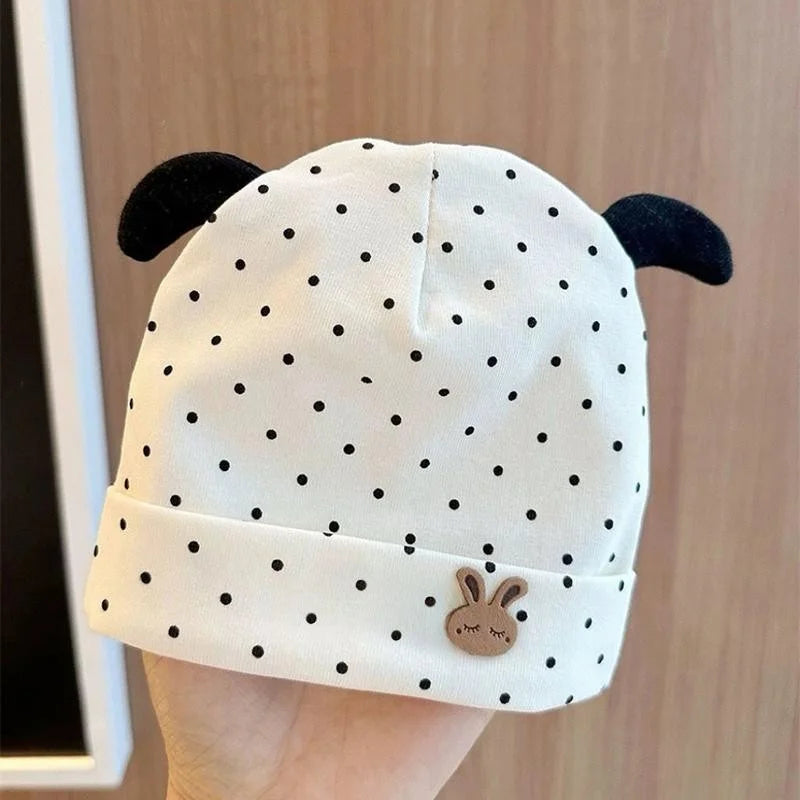 Newborn Baby Beanie | Red Bow Cherry Print Soft Cotton Cap 0-6M