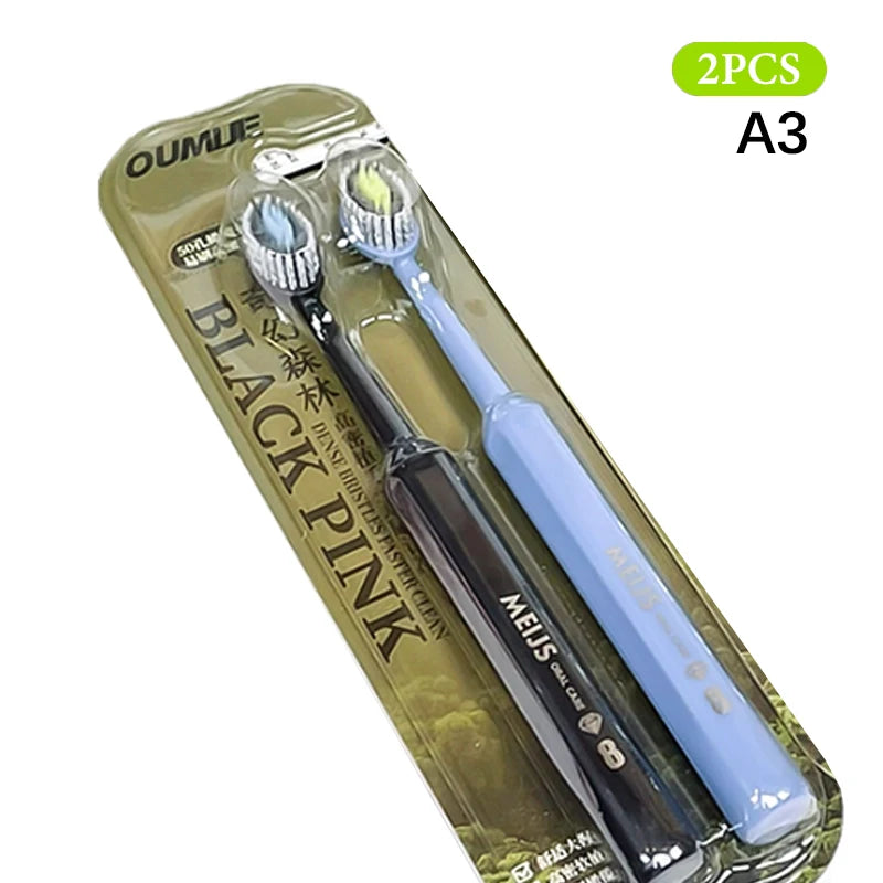 2Pcs Mouth Clean Toothbrush Ultra-Fine Soft Hard Bristle Toothbrush Deep Cleaning For Adults Whitening Teeth Peaceful Pleasures Health and Wellness A3