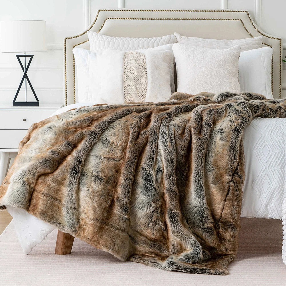 Battilo Faux Fur Blanket Luxury Fluffy Plaid Throw Blanket Winter Thick Warm Sofa Blanket Plush Fur Throws for Bed Bedroom Decor Peaceful Pleasures Health and Wellness