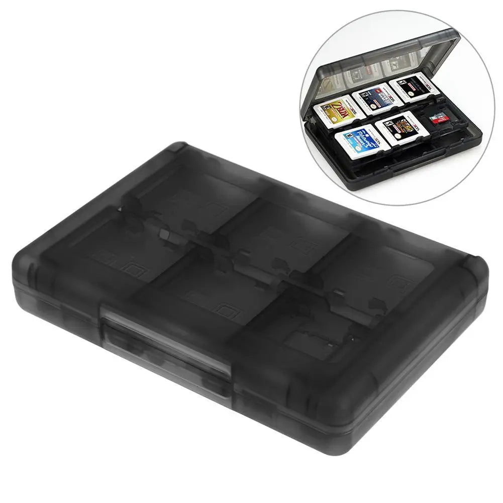 28-in-1 Game Card Case Compatible Nintendo NEW 3DS / 3DS / DSi / DSi XL / DSi LL / DS / DS Lite Cartridge Storage Box Holder Peaceful Pleasures Health and Wellness Black