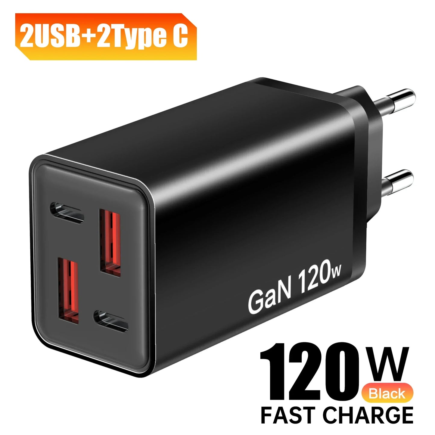 120W GaN USB-C Wall Charger | PD QC3.0 Multi-Port Fast Charging