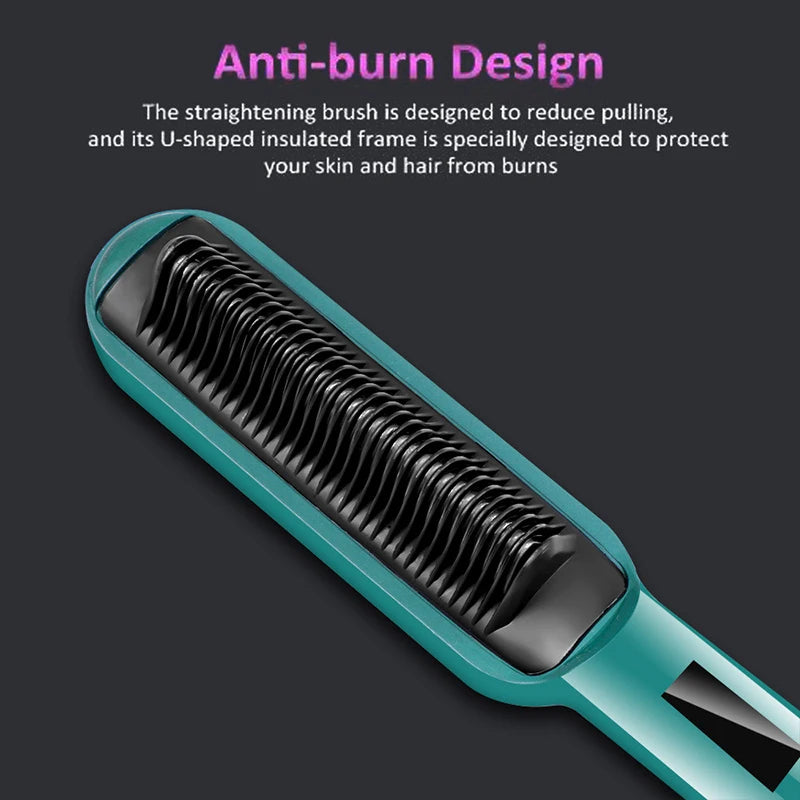 2-In-1 Electric Professional Negative Ion Straight Hair Brush Curling Comb With Lcd Display Curling Tool Straight Hair Brush Peaceful Pleasures Health and Wellness