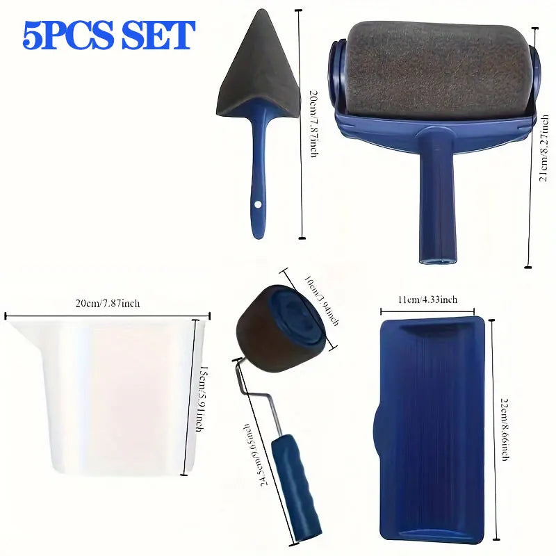 5-Piece Paint Roller & Brush Set – Wall, Corner & Edge Kit