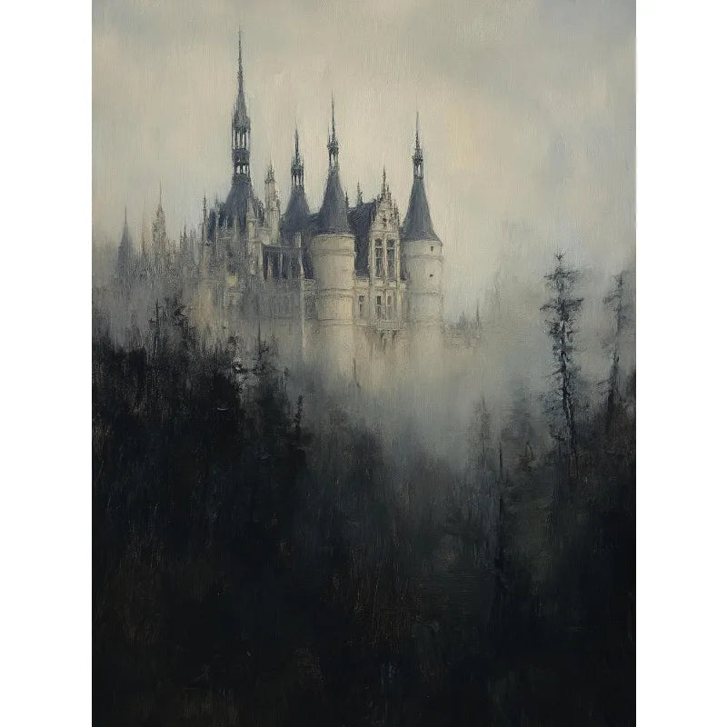 Dark Academia Antique Gothic Castle Wildflowers and Books Crow Owl Animal Poster Canvas Painting Wall Art Pictures Home Decor Peaceful Pleasures Health and Wellness 6 50x70cm Unframed