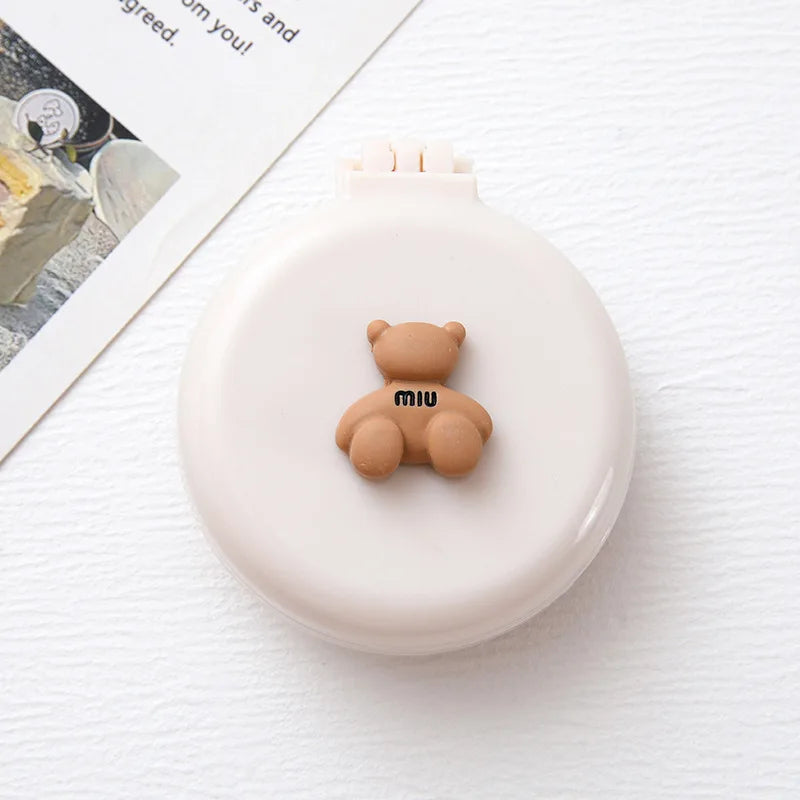 Cartoon Bear Folding Comb for Girls – Air Cushion & Mirror