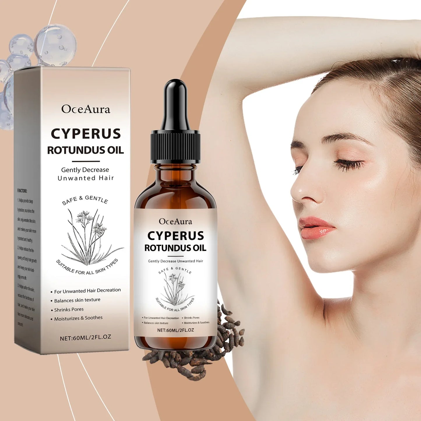 Cyperus Rotundus Hair Growth Inhibitor Oil – Natural 60ml
