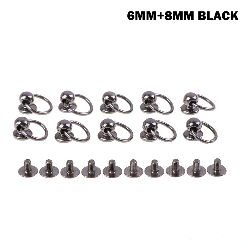 8mm Metal O-Ring Screwback Rivets – 10pcs for Bags & Crafts