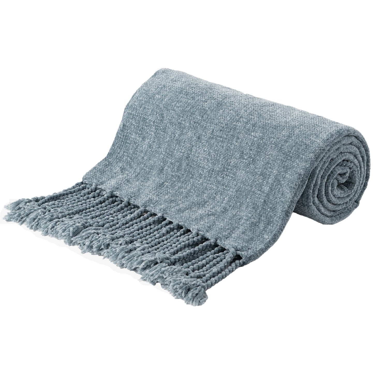 Battilo Chenille Throw Blanket with Fringe Tassels | Soft Knit