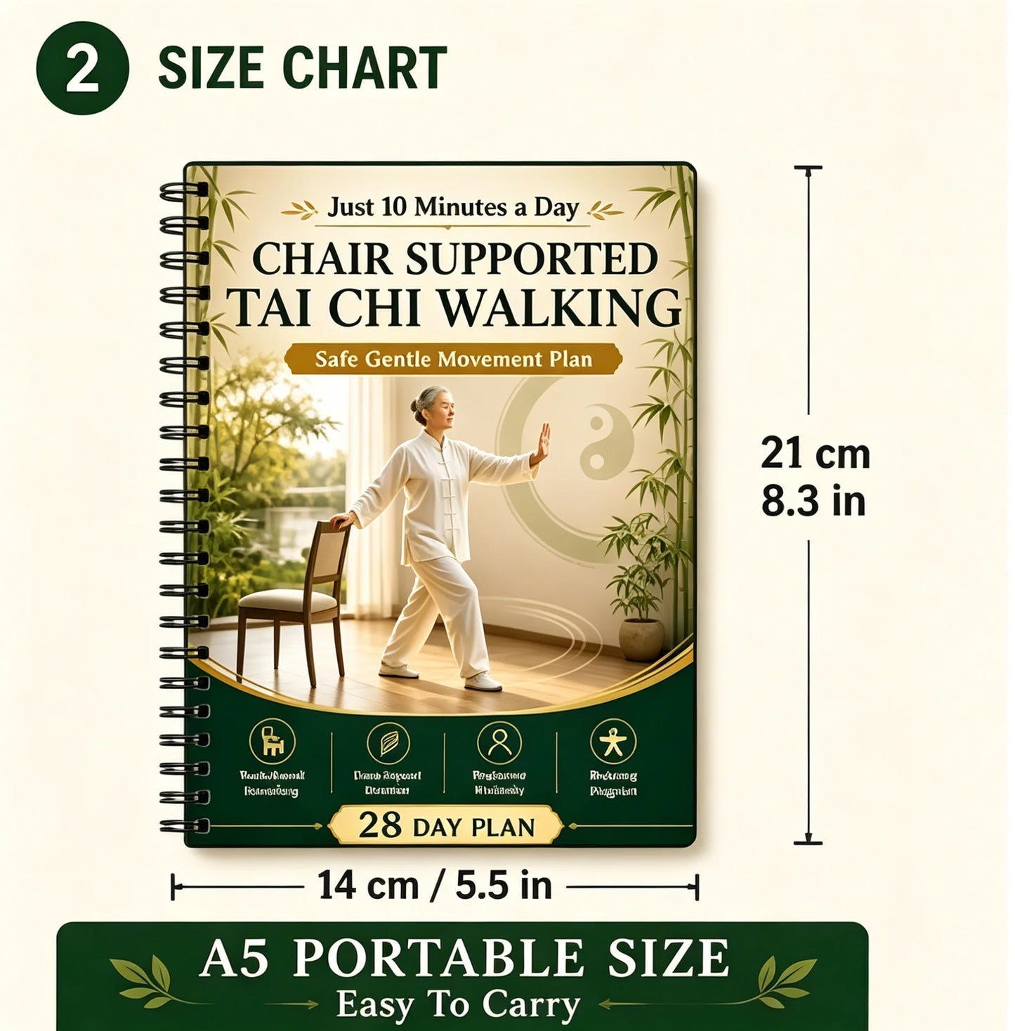 Chair Supported Tai Chi Walking 28 Day Plan Notebook A5 Spiral