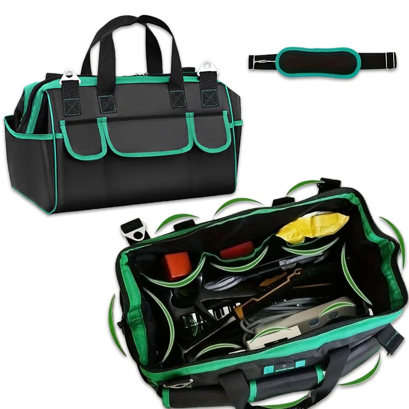 Heavy Duty Tool Bag, Wide Mouth Small Tool Bags, Soft Handle Toolbox Organizer Storage, Large Zipper Electrician Tool Bag Peaceful Pleasures Health and Wellness