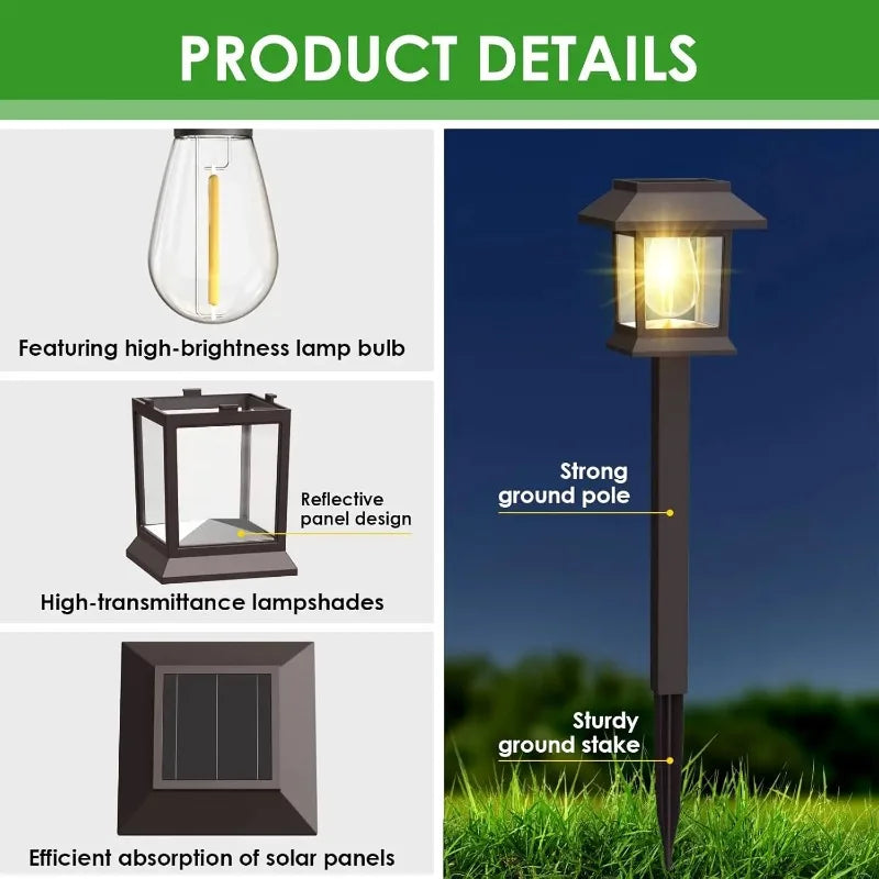 10-Pack Solar LED Spike Lights | Warm Garden Landscape Lamps