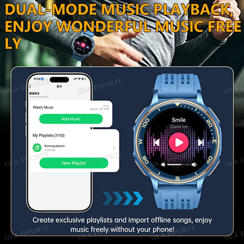 Smartwatch Military Men Flashlight Health Monitor Waterproof Heart Rate BT Call 100+Sports Mode Smart Watch For Android IOSHW12 Peaceful Pleasures Health and Wellness
