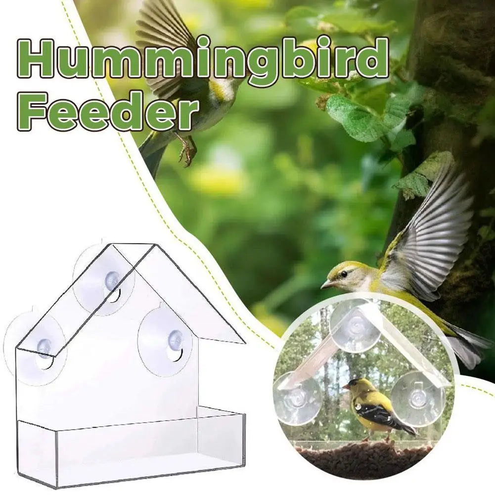 Acrylic Bird Feeder with Suction Cup for Wildlife Peaceful Pleasures Health and Wellness
