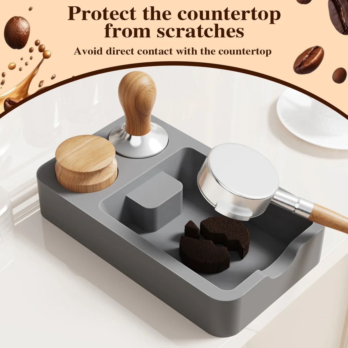 2 in 1 Espresso Tamping Station, Espresso Knock Box, Espresso Coffee Organizer Box Fit for Storage 51, 54, 58MM Espresso Tamper Peaceful Pleasures Health and Wellness
