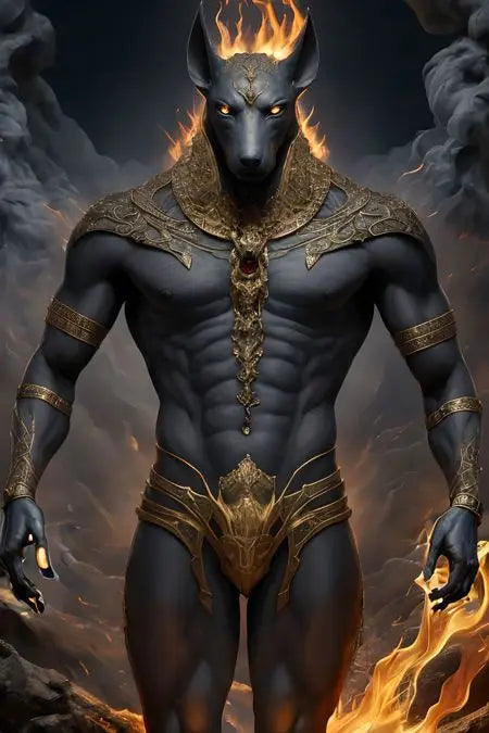 Ancient Egyptian Fantasy Mythology The God Anubis Golden Portrait Posters Print Canvas Painting Wall Art Picture Room Home Decor Peaceful Pleasures Health and Wellness