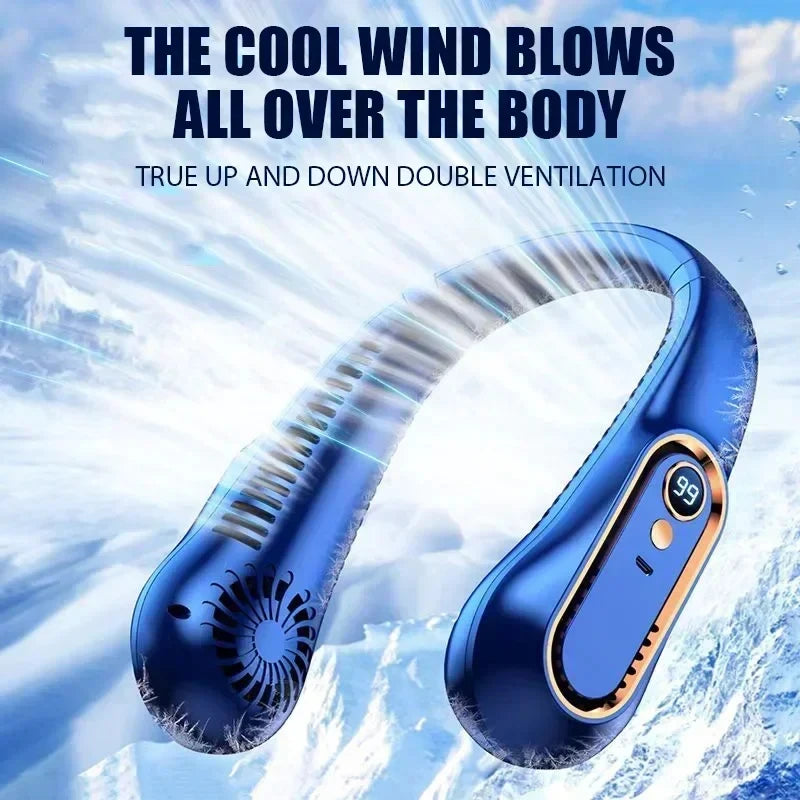 Leafless Neck Fan USB Portable Air Cooler | 5-Speed LED Display