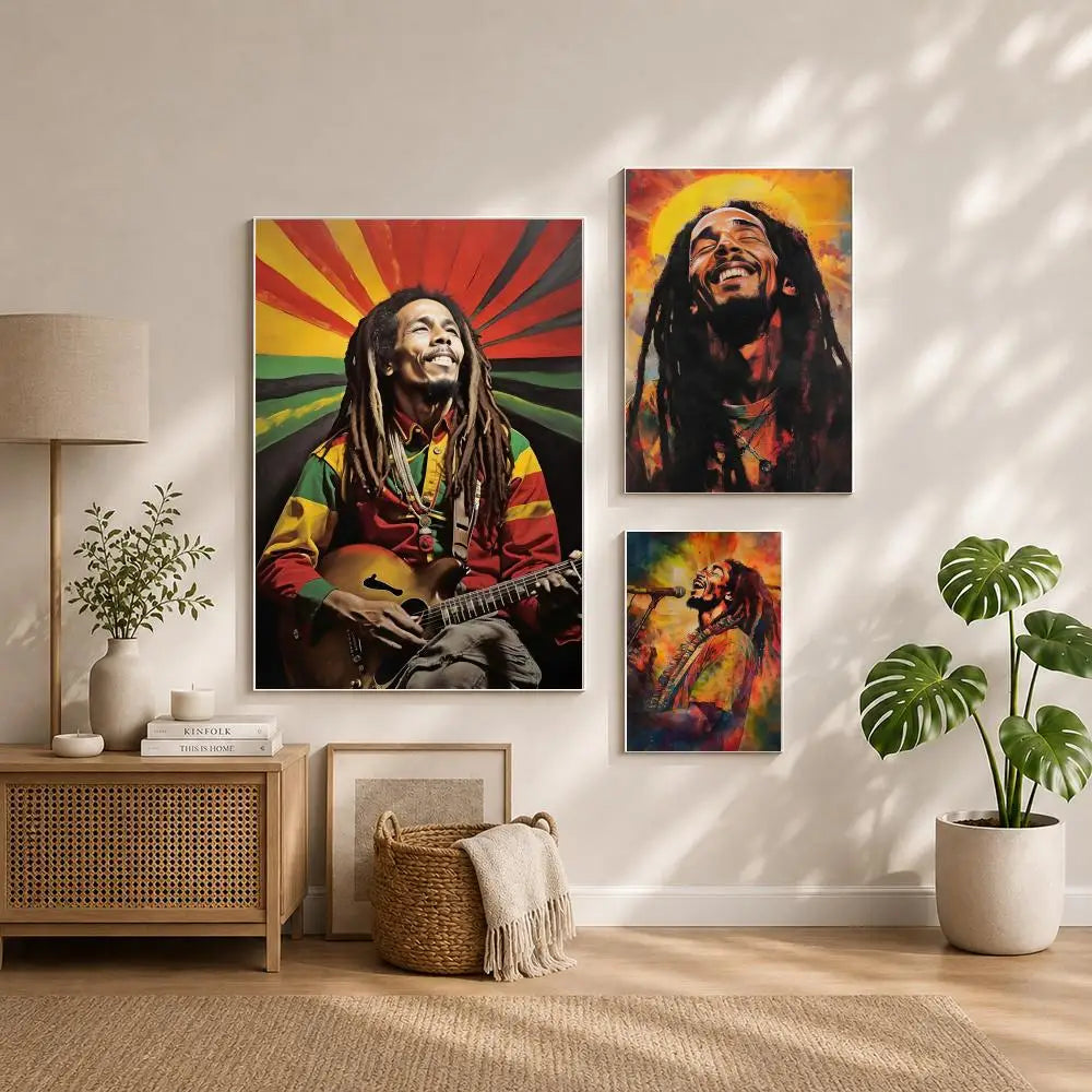 Bob Marley HD Self-Adhesive Waterproof Wall Poster | Home & Dorm Wall Art Poster Peaceful Pleasures Health and Wellness