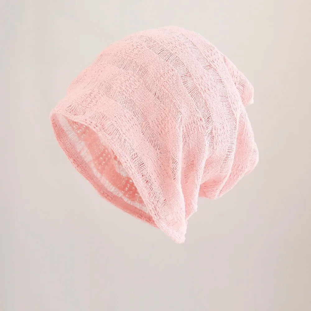 Korean Hollow Knit Pullover Beanie Hat – Breathable Unisex Cap
