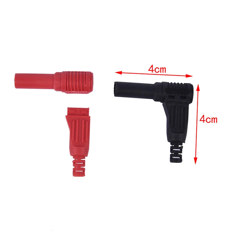 New 1pair 4mm Male Right Angle Insulation Wire Solder Type DIY Banana Plug Connector Peaceful Pleasures Health and Wellness