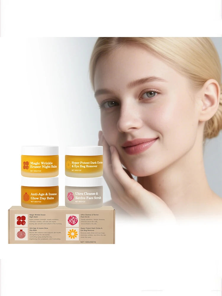 Multi-effect Day & Night Skin Care Suit Cleaning Moisturizing Reduce Dark Circles Multi Functional 4-Piece Set Skincare Products Peaceful Pleasures Health and Wellness